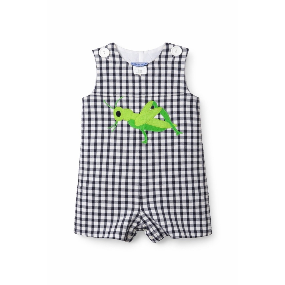 Kelly's Kids Jon Jon 12M Black White Gingham Grasshopper Shortall Outfit - Picture 1 of 5